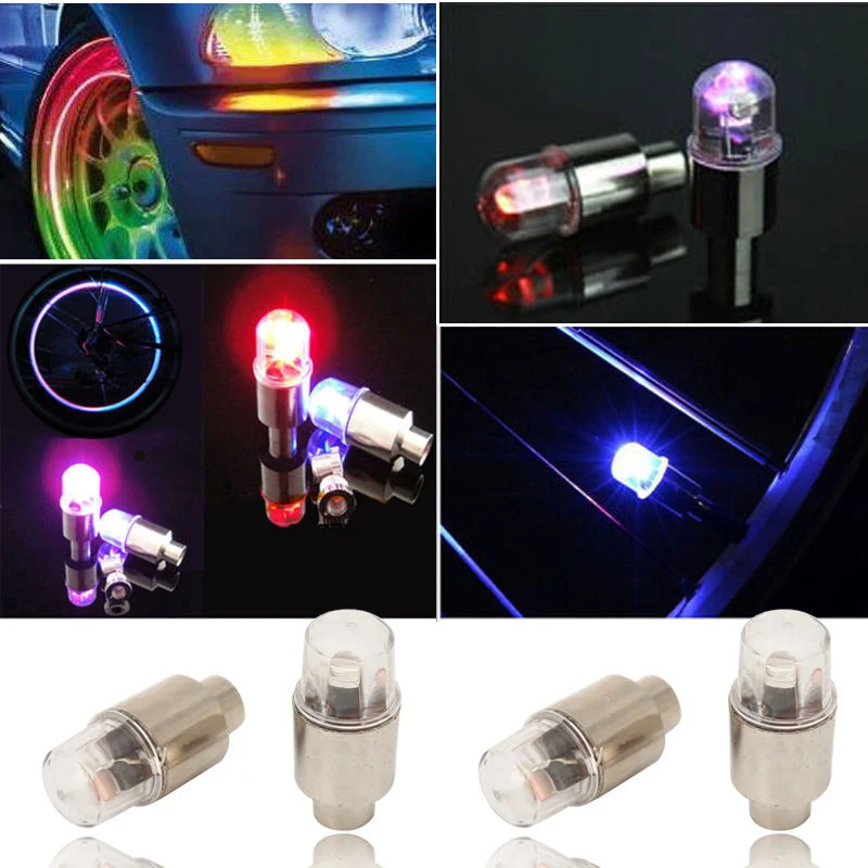 

Tyre Tire Valve Caps Colorful LED Neon Light Lamp Tire Valve Caps Auto Strobe Light Colorful Motorcycle Car Accessories