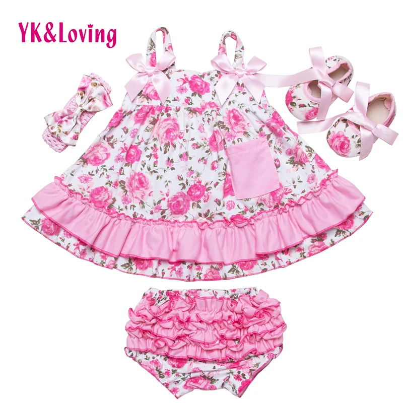 2017 Summer Style Baby Swing Top Baby Girls Clothing Set Infant Flower