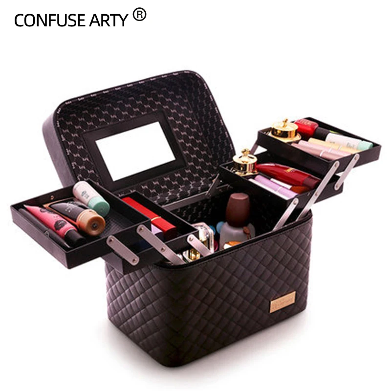 Capacity Professional Cosmetic Bag Box Hand-held Jewelry Box Make Up ...