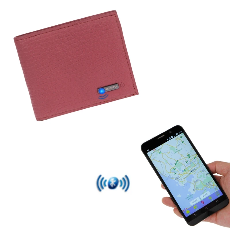 

Fashion New Men Women Portable Leather Bluetooth Smart Wallet Anti Lost Finder GPS Locator Tracker Short Purse Top Quality