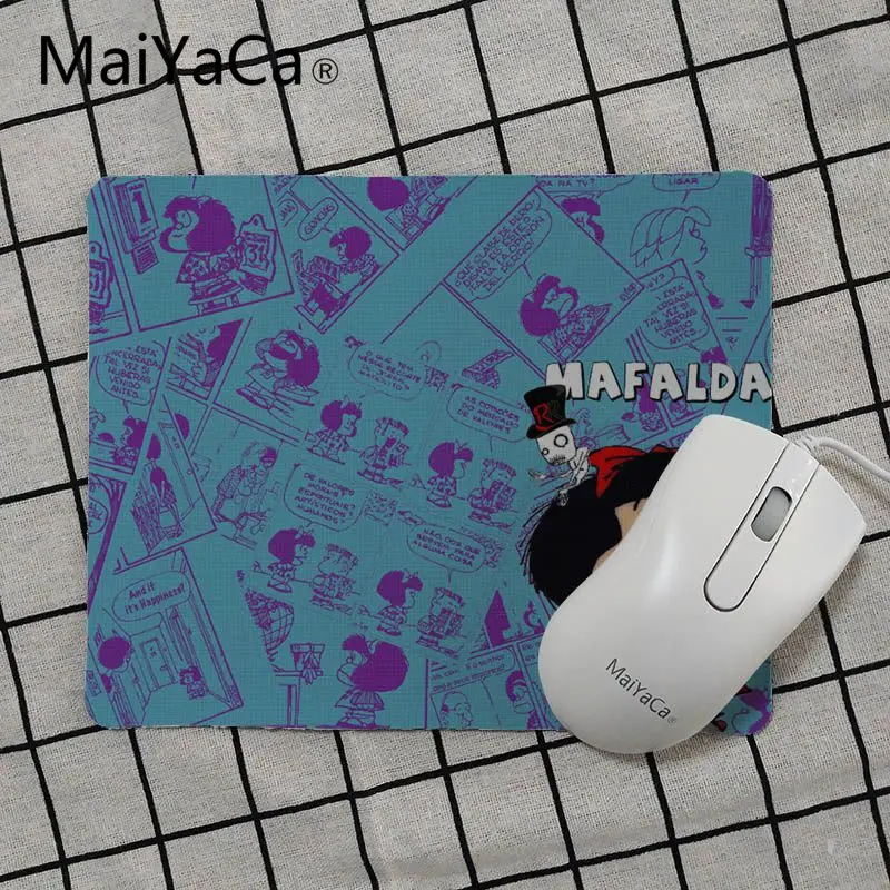 MaiYaCa Naughty Mafalda small Mouse pad PC Computer mat Smooth Writing Pad Desktops Mate gaming mouse pad anime mouse pad - Цвет: No Lock Edge18x22cm