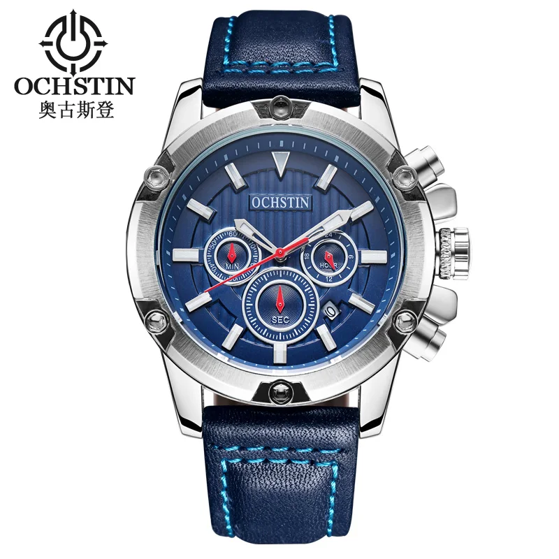 

OCHSTIN Men's Watches Top Brand Luxury Day this year Watch Analog Display Chronograph Quartz Leather Band Wristwatch