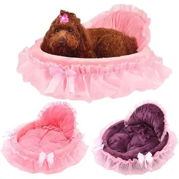 

New Luxury Lace Pet Bed To Improve Sleep Comfortable Pet Princess Cat Kitty Sofa Warm Dog Mattress Beautiful Circular Pet Bed