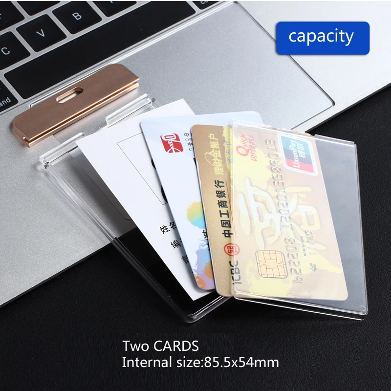 DEZHI-New Fashion ID IC Card Breakaway Badge Holder,Clear Badge Holder Work Card Without Lanyard,Acrylic with Metal Material