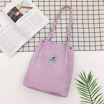 Женская многоразовая сумка для покупок, сумка через плечо, Вельветовая сумка для покупок, Женская Повседневная сумка, сумка через плечо, Bolsa Feminina - Цвет: purple