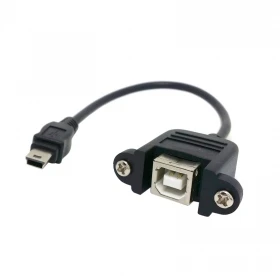 

200pcs/ lots Mini USB 5pin Male to USB B Female panel mount type Cable 20cm with screws,Free shipping