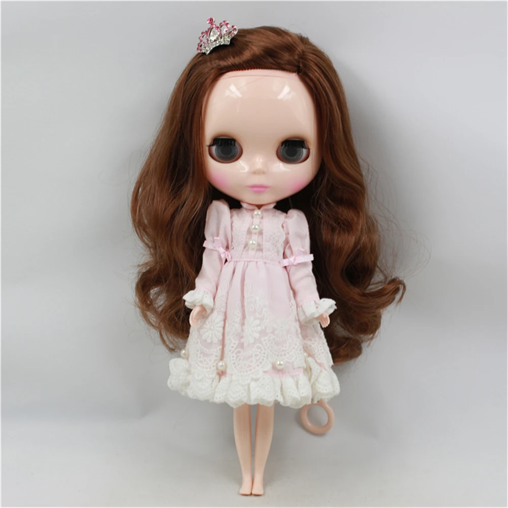 

Factory Blyth Nude Doll Brown Long Wavy Hair With Normal Body 4 Colors Big Eyes Suitable DIY Makeup Doll