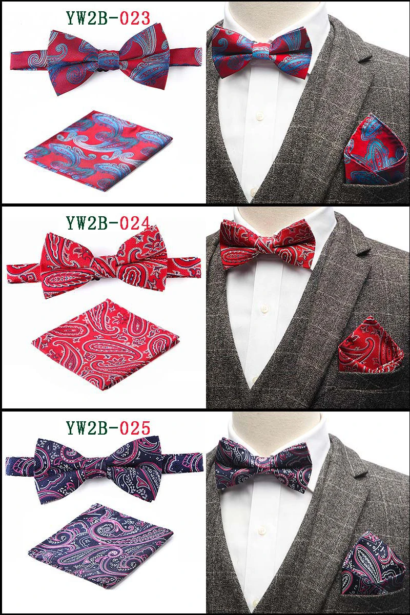 Цветочные полосы проверить точка турецкие огурцы, жаккардовый мужской бабочка галстук-бабочка карман квадратный носовой платок костюм с платком набор аксессуаров