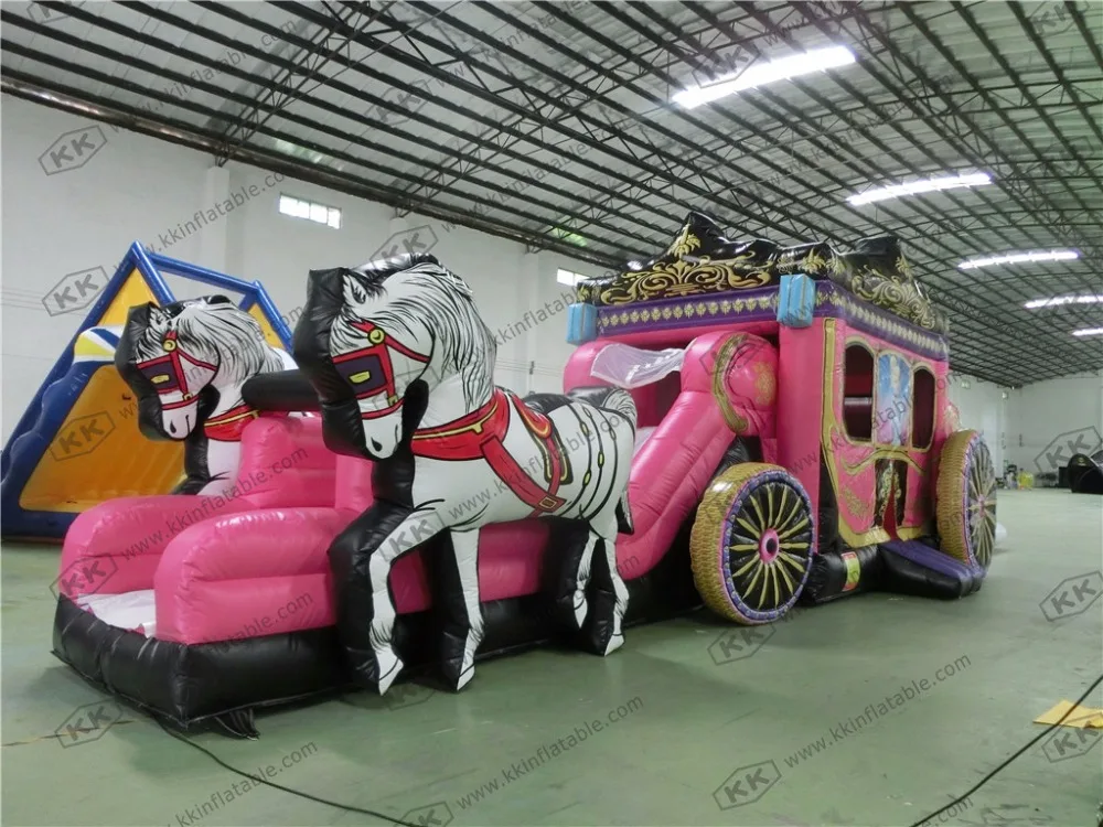 

Inflatables Rentals Pink Inflatable Princess Carriage Bounce Slide House