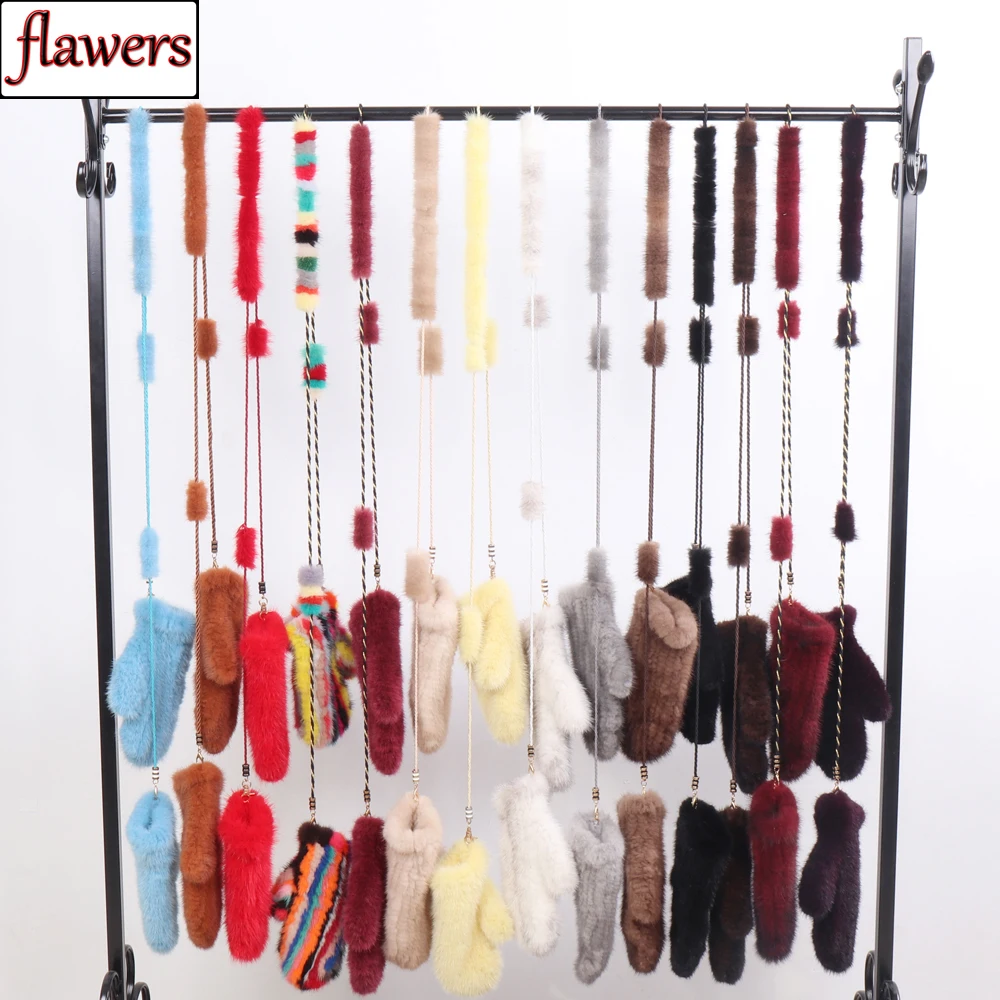 

New Luxurious Ladies Good Elastic Real Mink Fur Mittens Lovely Women High Quality Mink Fur Gloves Winter Knit Natural Fur Glove