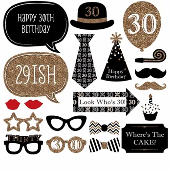 

20 pcs/Set Men's 30th Birthday Party Photo Booth Props With Sticks DIY Photobooth Kits Fun Party Favor