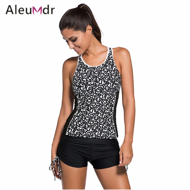 Aleumdr Bathing Suit Women 2018 Sexy Racerback Tankini Top Swimwear And Lace-up Swim Shorts LC41958 Traje De Ba O Mujer Aleumdr Bathing Suit Women 2018 Sexy Racerback Tankini Top Swimwear And Lace-up Swim Shorts LC41958 Traje De Ba O Mujer
