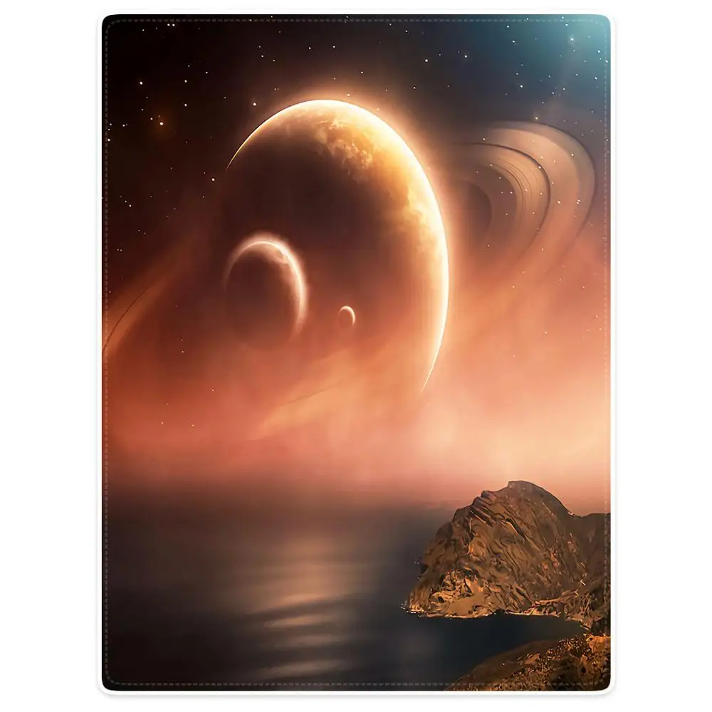 

Blankets Cobertor Warmth Soft Plush Sunset In Outer Space Universe Saturn Planet Earth Sofa Bed Throw a Blanket Plaid
