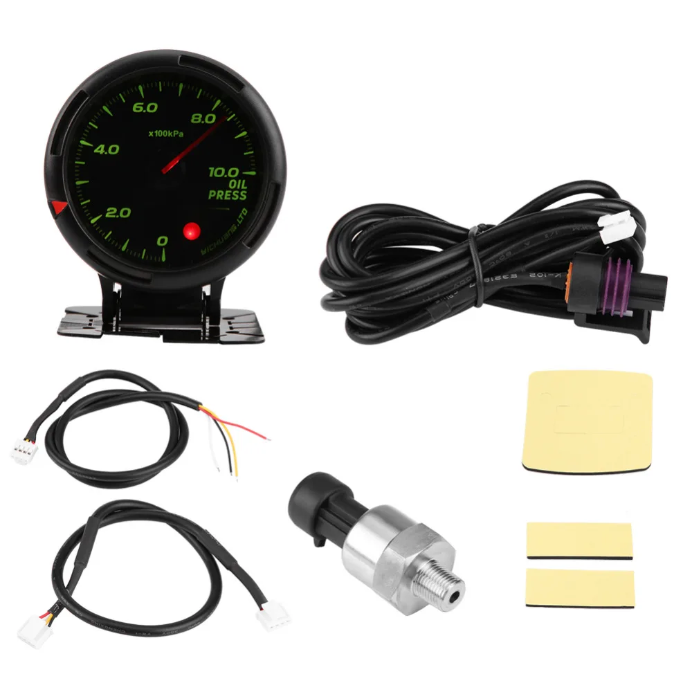 

12V 64 Color LED Backlight Oil Pressure Meter Gauge 10Bar with Sensor NPT1/8" for Auto Racer Car Accessorie Gauge Sensor NEW