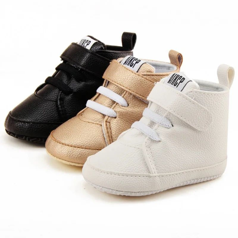 Newborn Shoes First Walker Pu Leather Autumn Winter Baby Kids Boy Girl Soft Sole Canvas Sneaker 