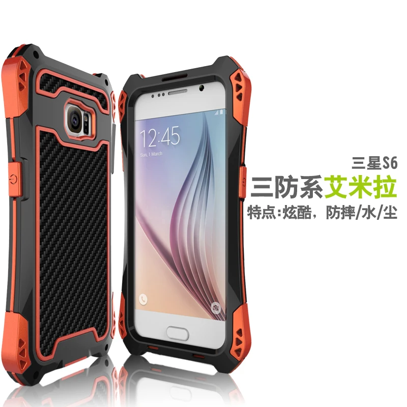 bilder für Wasserdichte Carbon Fiber Metall Aluminium Rüstung telefonabdeckung schalenkoffer für Samsung Galaxy S5 S6 HINWEIS4 S6 rand mit Gehärtetem glas bilder für Wasserdichte Carbon Fiber Metall Aluminium Rüstung telefonabdeckung schalenkoffer für Samsung Galaxy S5 S6 HINWEIS4 S6 rand mit Gehärtetem glas