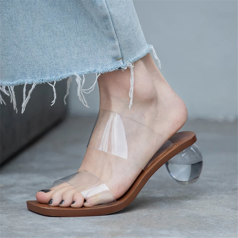 

Luxury Brand New Sale New Arrival Women Sandals Unique Pvc Crystal High Heels Sandals Summer Transparent Party Prom Shoes