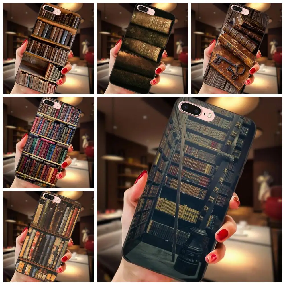 

TPU Mobile Case For Huawei Honor Enjoy Mate Note 6s 8 9 10 20 Lite Play Pro P smart Vintage Library Look Books Shelves