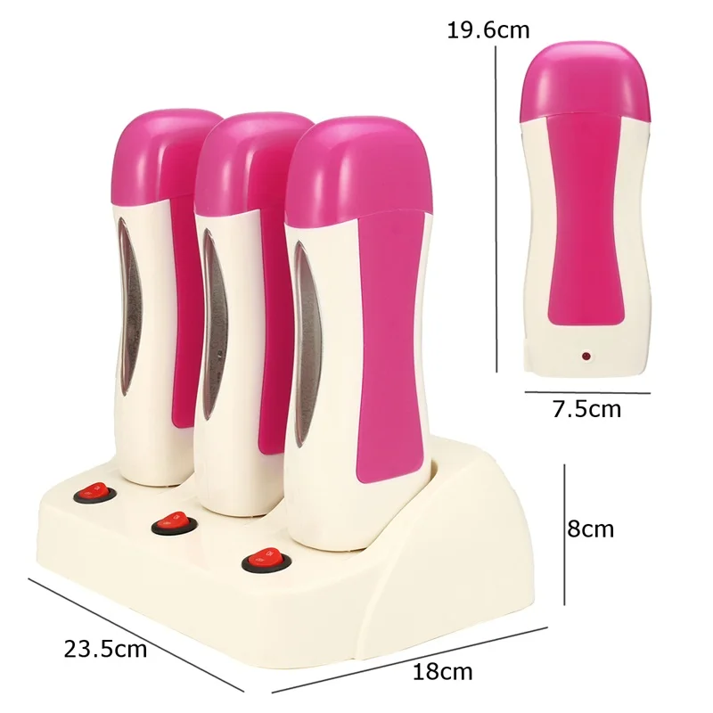 

3Pcs Roll On Depilatory Wax Heater Cartridge Machine Full Body Waxing Paraffin Epilator Hair Removal Depilation Waxing Set