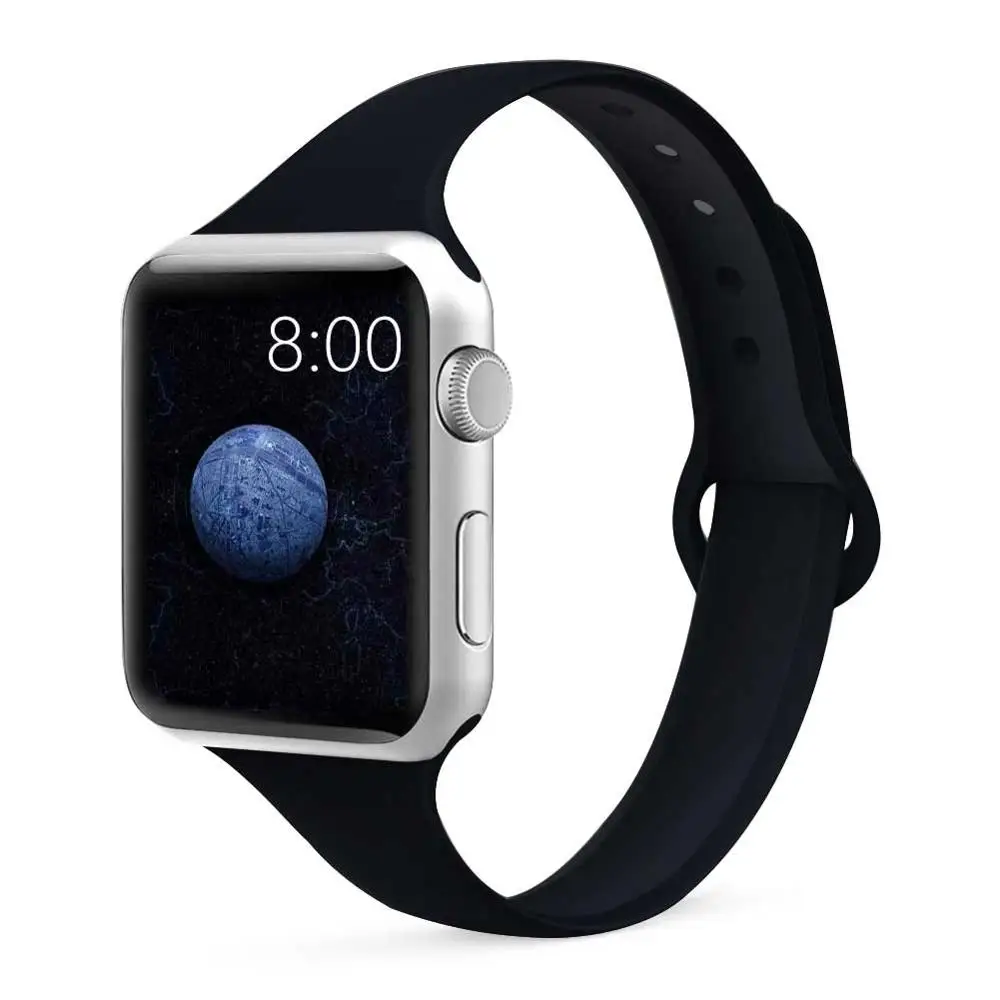 Ремешок для Apple Watch 38 мм 42 мм iWatch 4 ремешок 44 мм 40 мм спортивный силиконовый ремень браслет correa Apple watch 5 4 3 2 аксессуары - Цвет ремешка: black 34