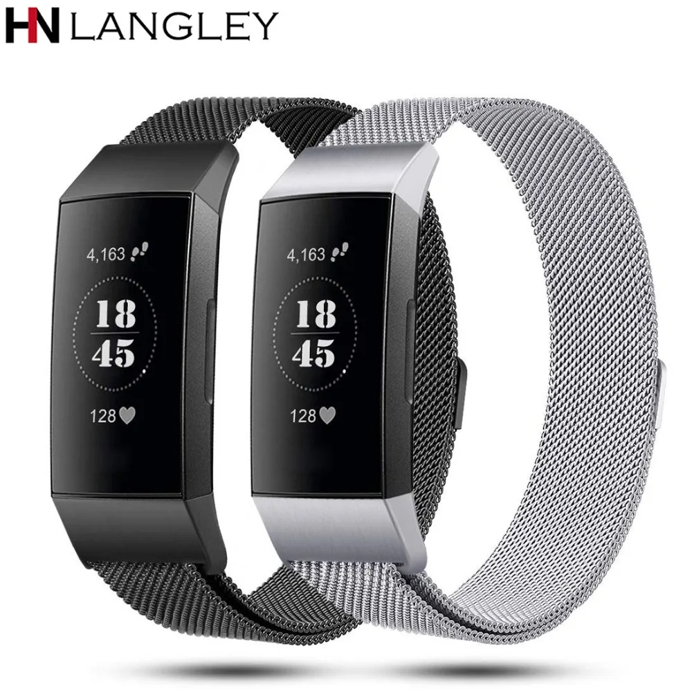 

New Milanese Loop Bands for Fitbit Charge 3 Samrt Bands Strap 9 Color Small/Large Size Metal Magnetic Wristband Bracelets