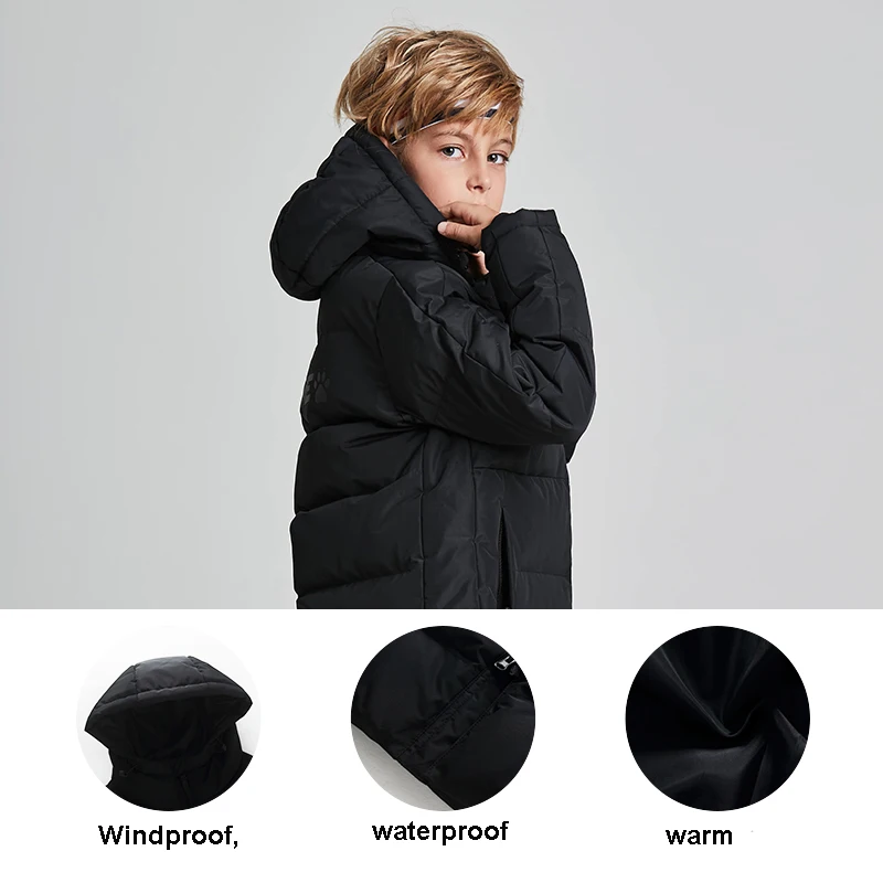 Sports jacket KELME Kid Winter Jacket Long Solid Sports Training Coat Child Overcoat Outrwear Warm Cotton Padded Winter Coat Boys Girl 3883406