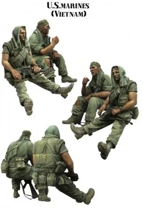 

1/35 scale Vietnam War US soldiers resting miniatures Resin Model Kit figure Free Shipping