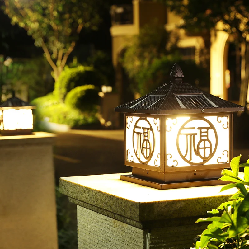 Luzes ao ar Livre da Lâmpada de Alta Qualidade à Prova Retro as Luzes de Manutenção Elegantemente Projetado Coluna Pilar Solar d' Água Luz Capitel 7 Cheap Lâmpadas solares