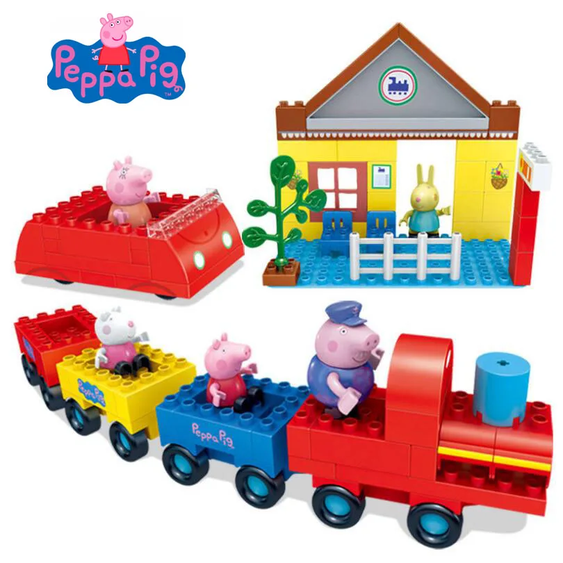 

2018 Deluxe series Genuine Peppa Pig - Scene simulation go for an outing with family and friend educational Building block set