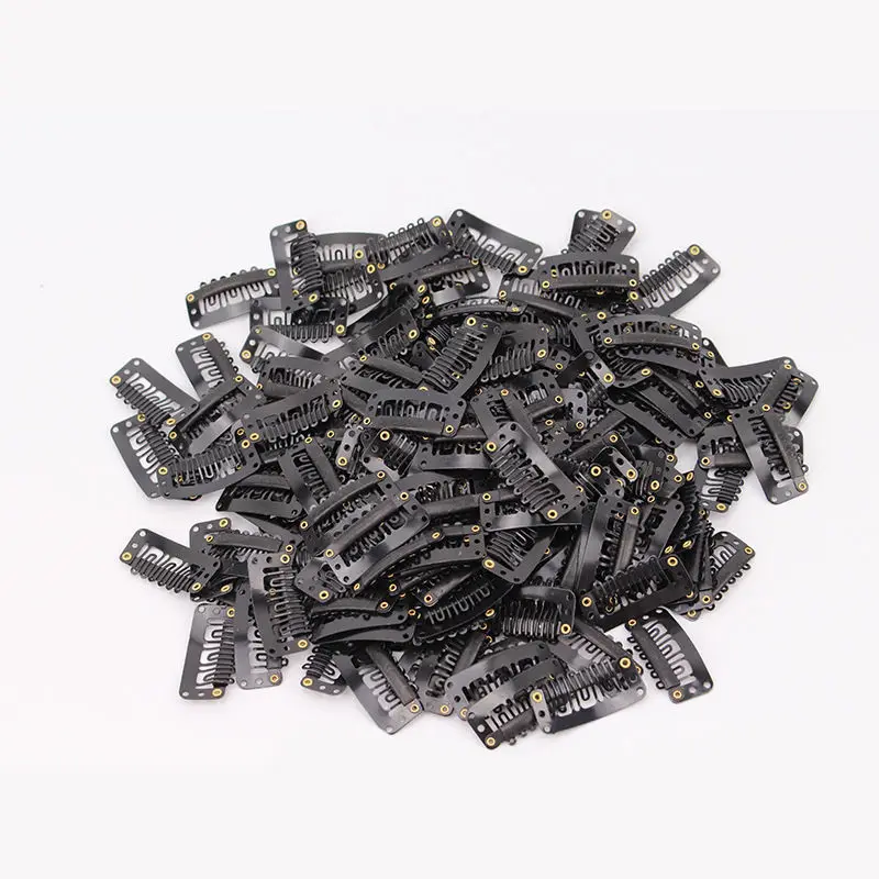 40 PCS 32mm Black U Shape Snap Metal Clips for Hair Extensions Weft Clip on Wig