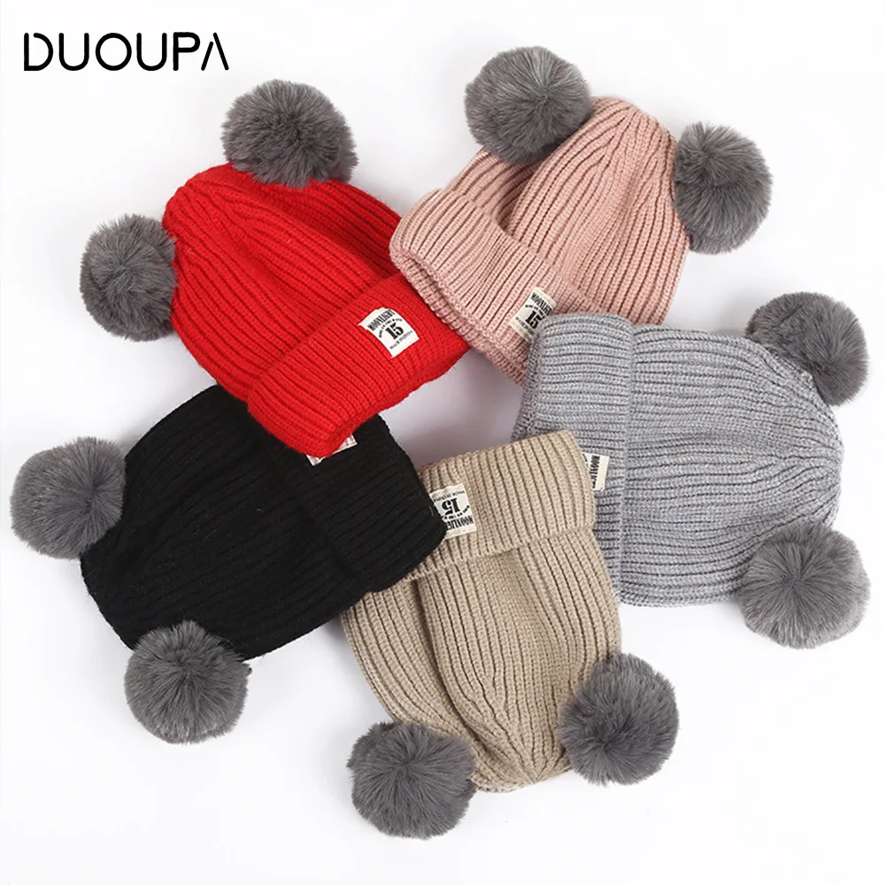 

Autumn and winter children's knit hats, wool ball caps, baby caps, men and women, baby ball hats