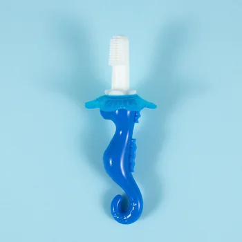 

1 PC High Quality Cartoon Lovely Silicone Blue Seahorse Shape Soft Baby Toothbrush Oral Care Dental Supplies 12.6*4.6cm