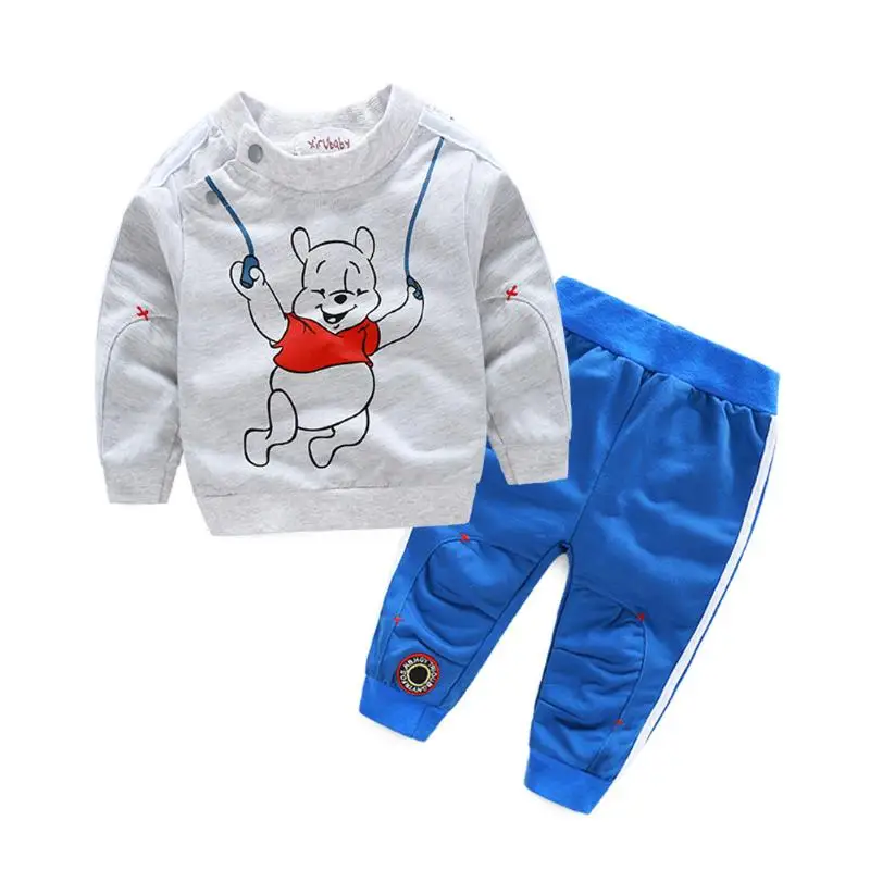 Осенне-зимние комплекты одежды для мальчиков; Спортивный костюм для малышей; коллекция года; комплект из 2 предметов с рисунком; детская футболка и штаны; Детские повседневные спортивные костюмы