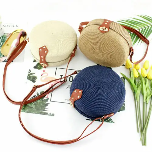 

2019 Retro Wicker Women Handbag Bags Totes Summer Beach Straw Woven Rattan Basket Bag For Women Lady Handbags
