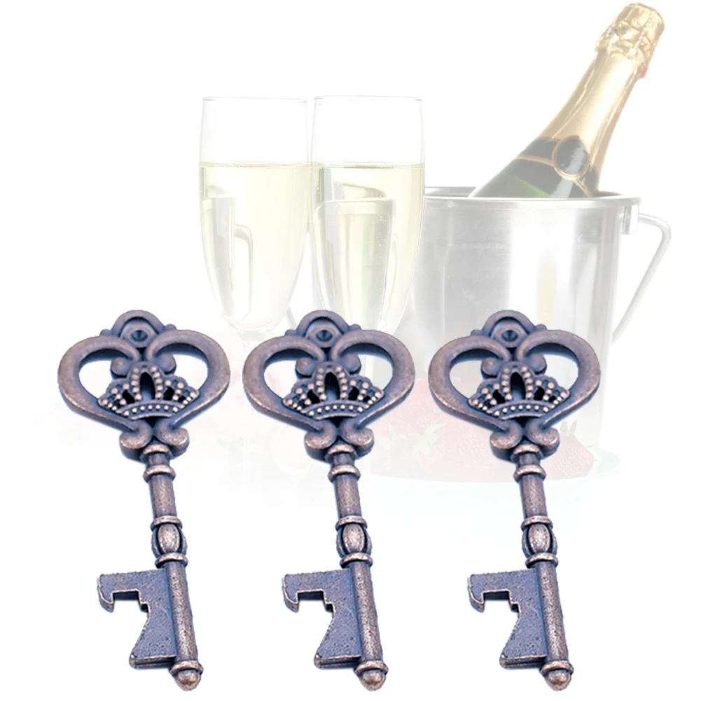 

36pcs Bottle Opener Hemp Rope Gift Wedding Favor Set Skeleton Key Champagne Festival Hanging Vintage Decoration Small Card Paper