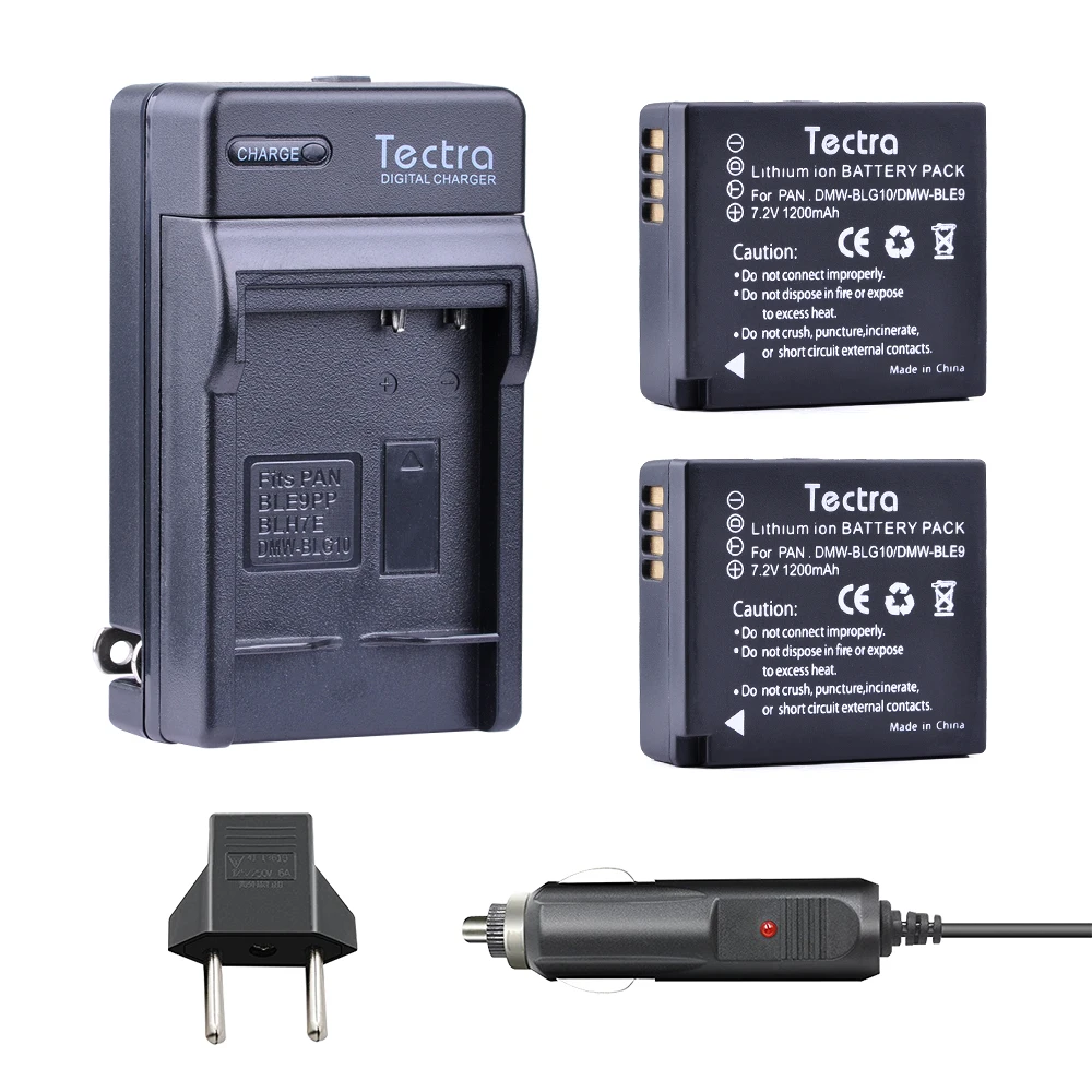Tectra (2 Pack) Dmw-Blg10/Dmw-Ble9 Batteria + Caricabatterie Digitale Per Panasonic Gx7 Dmc-Gf6 Gx80 Gx85 Gx7 Mark Ii, Dmc-Lx100 D-Lux