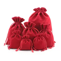 Красный 7x9/8x10/21x29 см Бархатный пакет для ювелирных изделий упаковка бархатный шнурок мешочки подарочные пакеты на день рождения Рождество