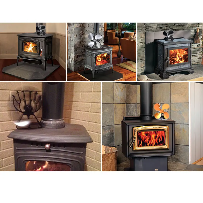 4 Blades Heat Powered Eco Stove Fan Black/Gold/Sliver Warm Air Than 2 Blade Stove Fan For Wood/Log Burner /Fireplace