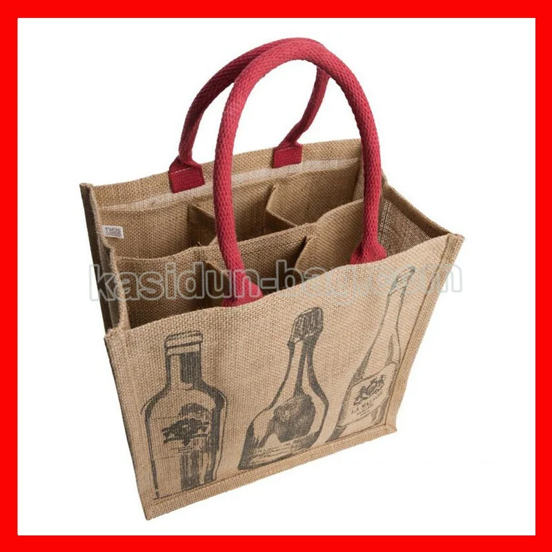 

(200pcs/lot) size W30xH35xD20cm 6 bottles wine jute bags