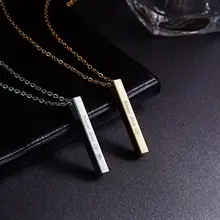 Eenvoudige Gouden Kleur Rvs Verticale Bar Kettingen Gegraveerde Geef Nooit Inspirational Id Hangende Ketting Sieraden Gift