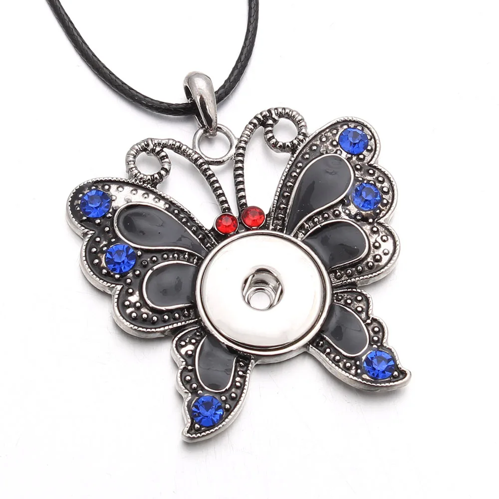 

Newest Snap Jewelry Snap Button Necklace Butterfly Pendant Necklace (fit 18mm 20mm Snaps Button)