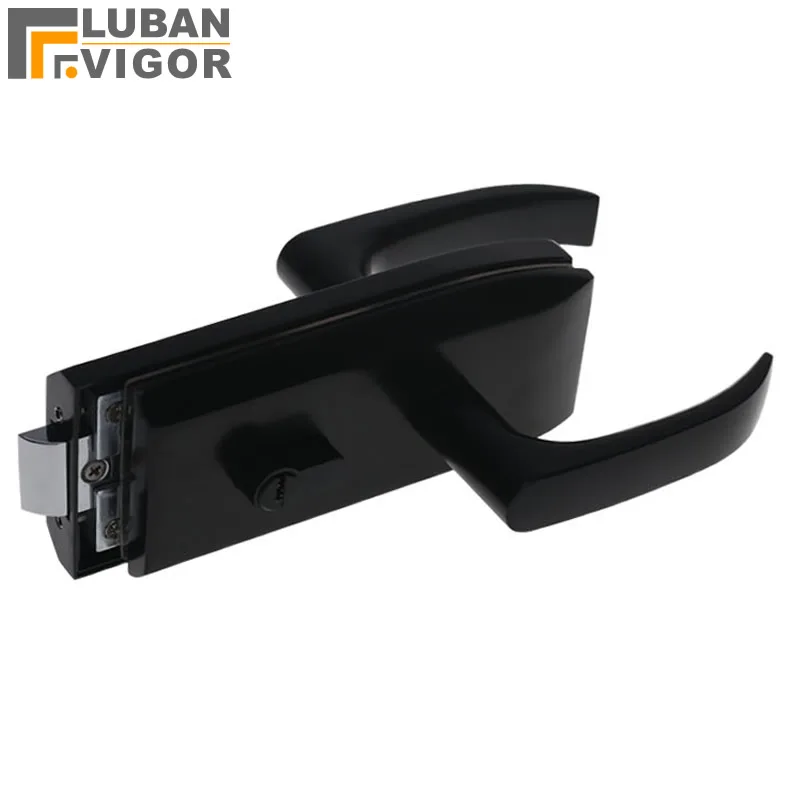 High Partition Office Black Single Double Glass Door Lock With