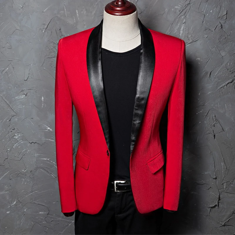 

Shawl Collar Black Lapel Design Royal Blue Pink Red Tuxedo Jacket Wedding Blazer Men Plus Size 5XL