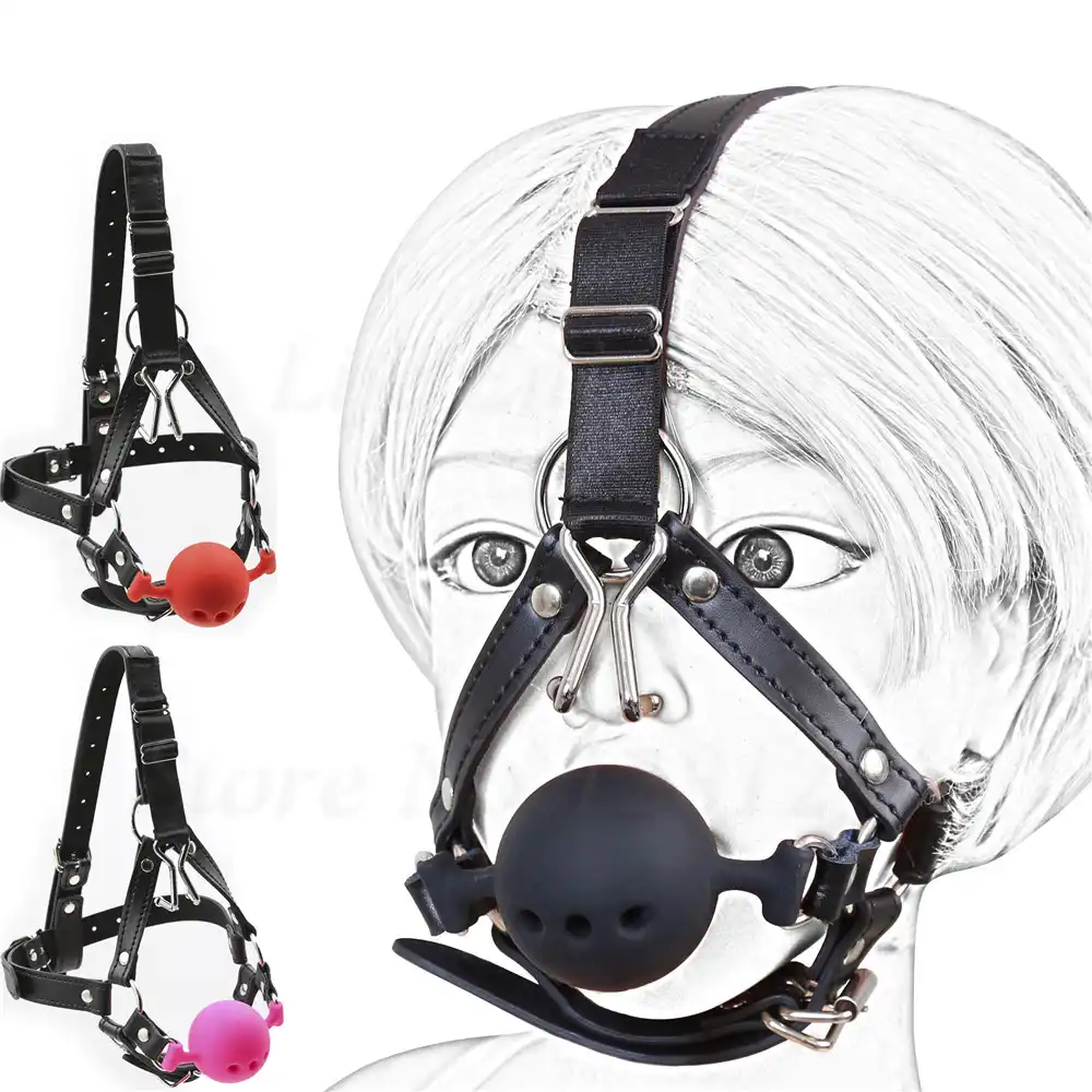 Black All Silicone Perforated Mouth Plugs Breathable Soft Mouth Ball Wire Harness Cosplay Props Womens Mens Gifts S//M//L