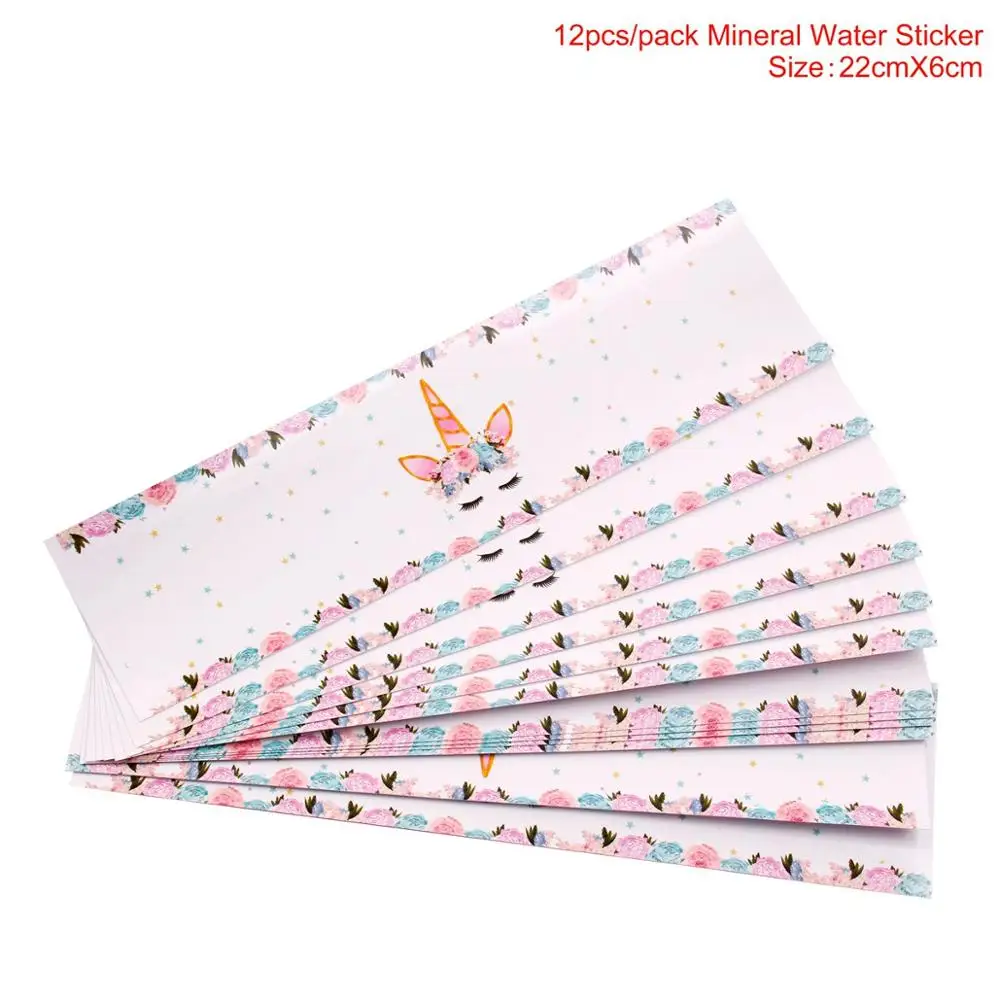 bottle sticker QIFU Baby Shower Единорог Декор Единорог вечерние украшения для девочек в розовом цвете, единорог вечерние поставки на день рождения с изображением единорога украшения Единорог - Цвет: bottle sticker
