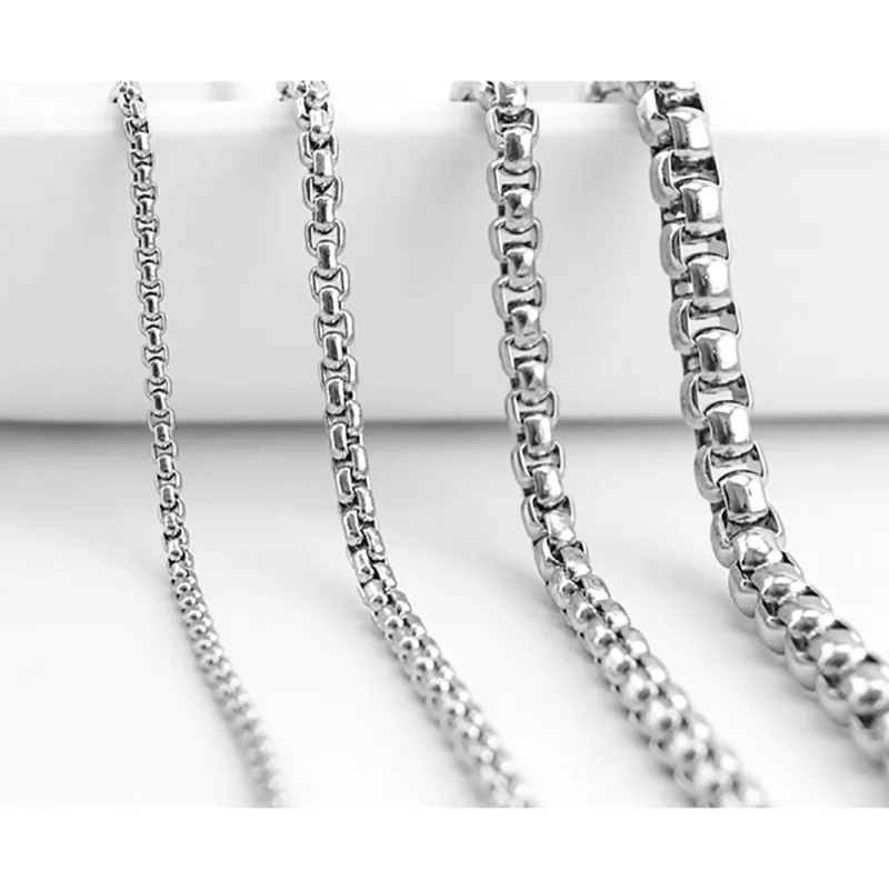 

100% Stainless Steel Chain For Jewelry Making 2/3/4/5mm Square Box Chains By Meter Metal Rolo Chain Necklace Cadena No Clasp