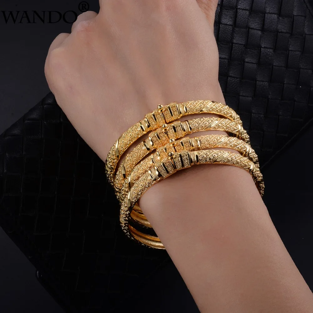 Wando Дубай арабские Свадебные золотистые Этнические браслеты для женщин/девушек браслет Рамадан Средний ювелирные изделия в восточном стиле подарок можно открыть B22