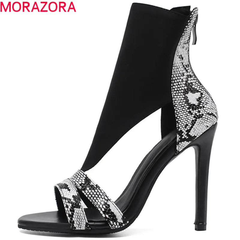 

MORAZORA 2019 hot sale gladiator sandals women shoes mixed color sexy stiletto heels shoes female summer party prom shoes woman