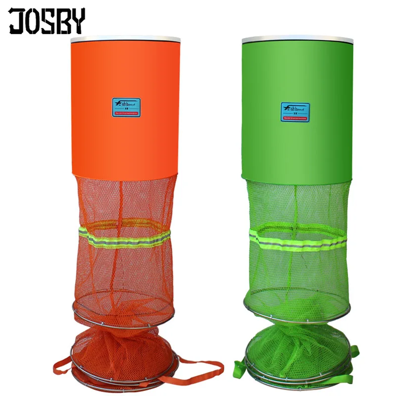 

JOSBY Fishing Net Cage Utility Folding Fish Care Creel Tackle Portable Stake Small Mesh Net Shrimp Lobster Crawfish