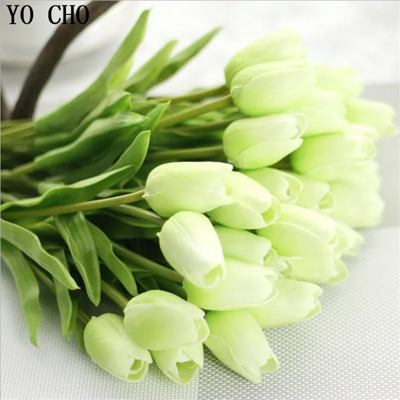 YO CHO 31 PCS/LOT Tulips Artificial Flowers Plants For Home Garden Wedding Party Decoration PU Fake Flower Bridal Bouquet DIY YO CHO 31 PCS/LOT Tulips Artificial Flowers Plants For Home Garden Wedding Party Decoration PU Fake Flower Bridal Bouquet DIY
